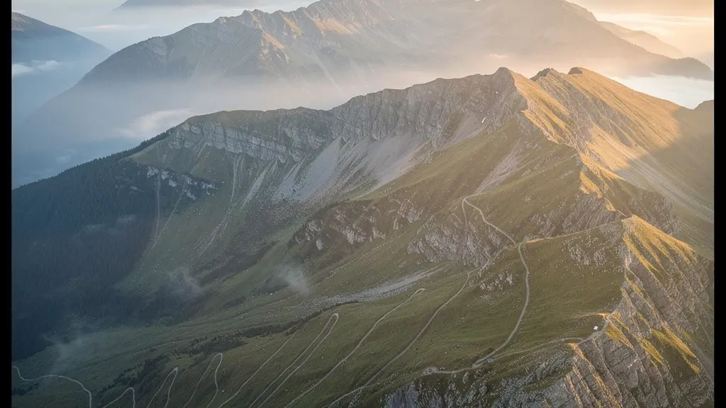 Vue aérienne d'un relief montagneux avec ses courbes de niveau naturelles visibles