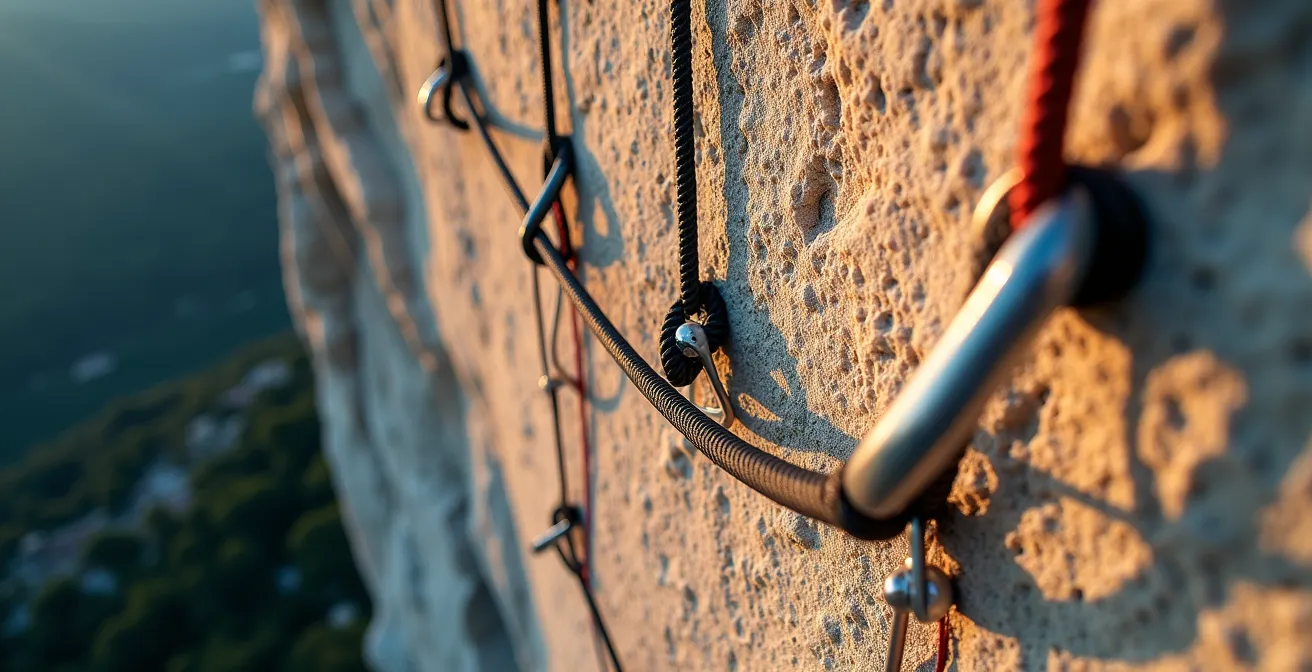 Vue aérienne montrant le tracé optimal de la corde à travers les dégaines avec les angles corrects